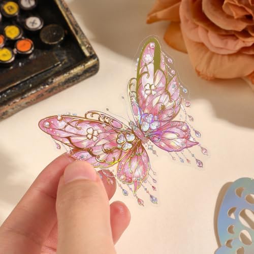 4 Sets 200 Pcs Stickers for Scrapbooking,3D Butterfly Self-Adhesive Scrapbook Stickers Supplies Journal,Vintage Aesthetic Sticker Art Diary Card Craft Gifts Planner Notebook - Image 7