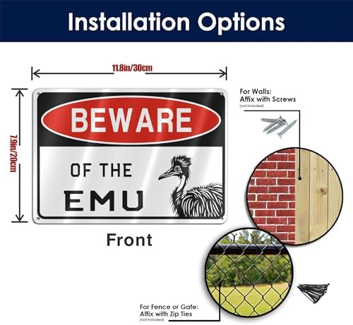Metal Sign - Beware of The Emu - Funny Aluminum Sign - Warning Decor for Yard, Garden, Garage, Fence - 8x12 Inches - Image 3