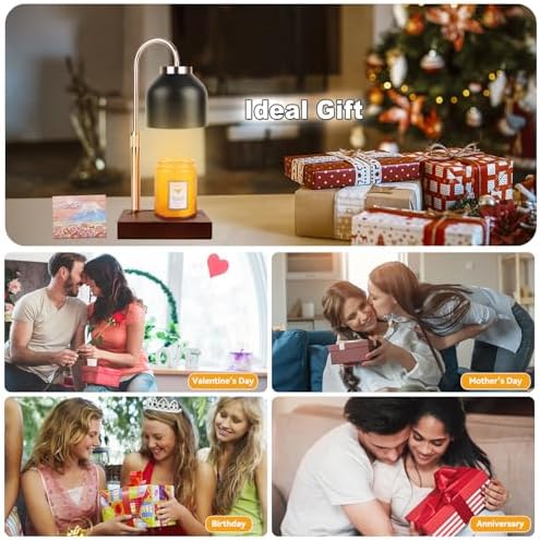 TOACSUCP Candle Warmer Lamp with 3 Bulbs, Adjustable Height Dimmable Candle Warmer with Timer, Compatible with Large Jar Candles, Candle Lamp with Charming Gift Box Ribbon for Her/Him(Black) - Image 6