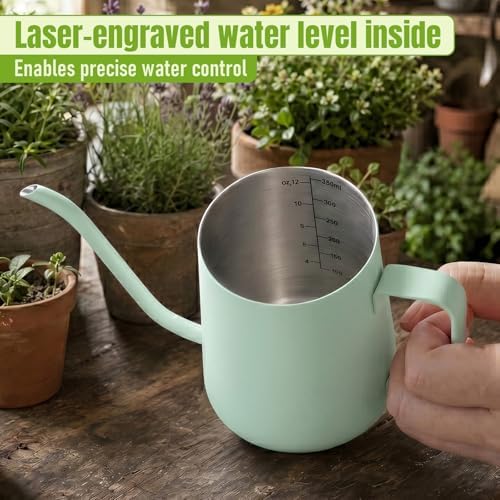 Doseno Green Small Watering Can for Seedlings & Indoor Plants, 12 oz - Image 7