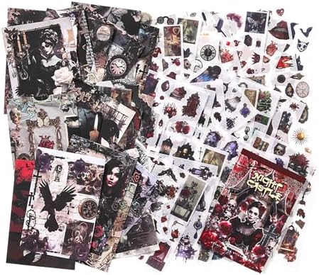 Dark Aesthetic Gothic Stickers 400 Pre-Cut Washi Stickers 20 Scrapbook Papers Horror Decals for Junk Journal Collage DIY Crafts Halloween Scrapbooking Sticker - Image 3