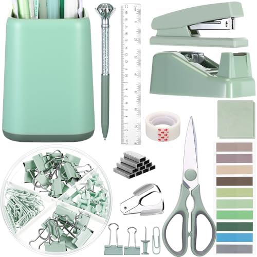 Marspark 12 Pcs Sage Green Desk Accessory Set Office Supplies Kit by Marspark
