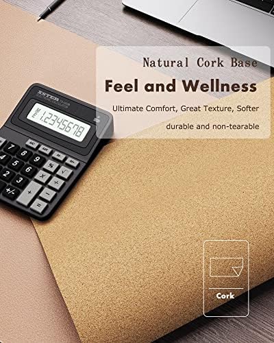 YSAGi Double-Sided Desk Mat, Eco Cork & Leather Desk Protector, Large Mouse Pad & Writing Pad for Office/Home (Apricot+Cork, 47.2" x 17") - Image 3