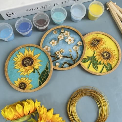 DIY Coaster Craft Kits, Cloisonne Filigree Enamel Art Painting Crafts Coasters Starter Kit, DIY Craft Coasters Supplies for Adults, Hobby for Adults Women Elderly, Handmade Home Decor Gifts - Image 6