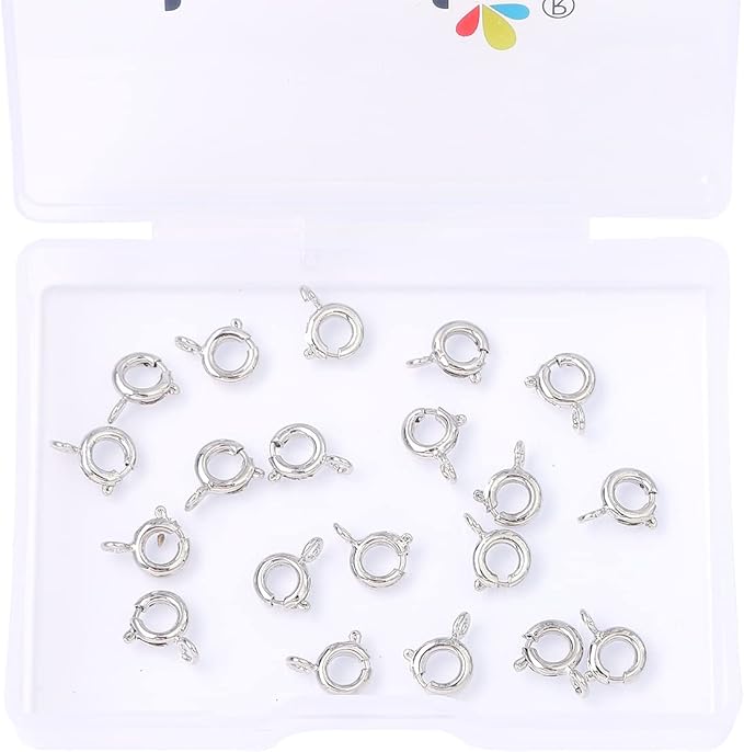 Platinum Plated Spring Clasps Non Tarnish 6mm 20pcs for Jewelry Making Findings