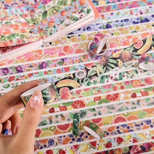 emmoolife 48 Rolls Washi Tape Set, Vibrant Watercolor Summer Fruit Decorative Tape for Scrapbooking, Bright Colorful Holiday Tapes for Junk Journal Supplies Bullet Journaling, DIY Art for Women - Image 6