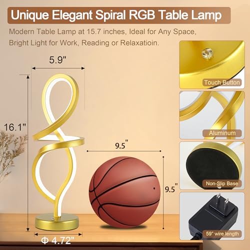 RGB Modern Small Table Lamp with LED Spiral Design, 15W Nightstand Lamp - Image 6