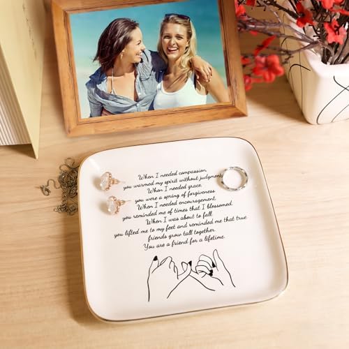 Best Friend Birthday Gifts for Women, Friendship Ceramic Jewelry Dish - Image 2