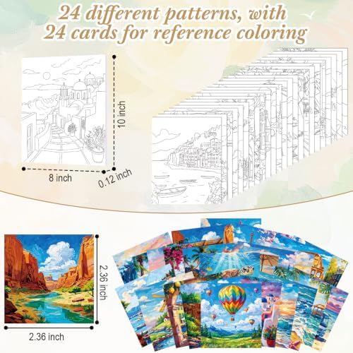 Sherr 24 Pcs Pre Drawn Canvas for Adult, Beach,Scenery, 8 x 10 Inch - Image 3