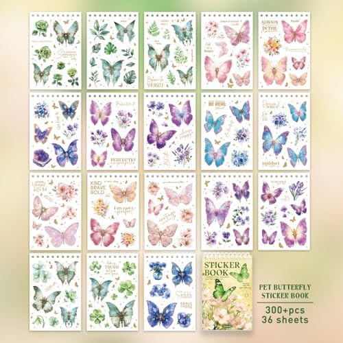 Butterfly Sticker Book 36 Sheets 300+ Pcs Aesthetics Stickers - Image 4