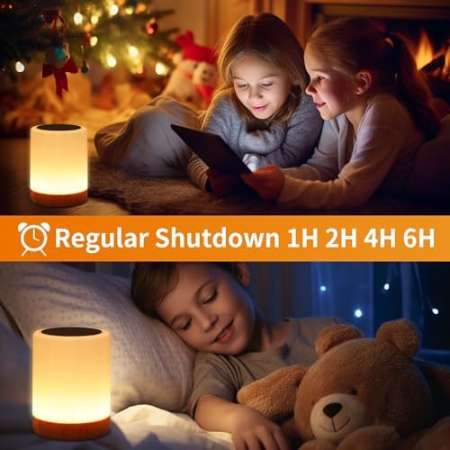 OORUN Touch Bedside Table Lamp,13 RGB Colors & 5 Brightness, USB Rechargeable Desk Lamp, Remote Control Dimmable Light with RGB Color Changing,Portable Lamp for Baby (2 Pack Brown) - Image 6