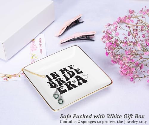 NZY Engagement Gifts for Women,Bridal Shower Gifts-Wedding Present for Bridal-Bachelorette Party Present for Bride,Friend,Fiancee,Wifey,Ceramic Jewelry Tray Trinket Holder Ring Dish-in My Bride Era - Image 2