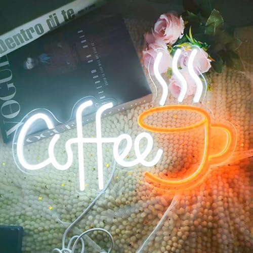Coffee Bar Sign Wall Decor,LED Coffee Neon Light up Signs for Coffee Station Decor,Coffee Decorations for Coffee Bar Kitchen Decor Accessories,with Dimmable Switch and Hanging Chain,5V USB Powered - Image 5
