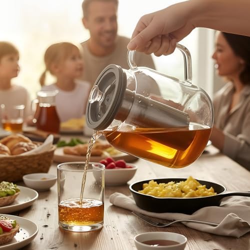 Aquach 68oz Glass Teapot Stovetop Safe with Loose Leaf Tea Steeper - Image 2