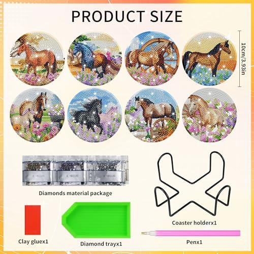 Spring Horse Diamond Art Coasters, Diamond Painting Coaster Kit for Adults - Image 2