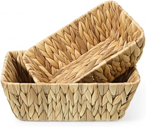 2 Pack Water Hyacinth Storage Baskets, 2 Size Small Wicker Baskets by Unknown