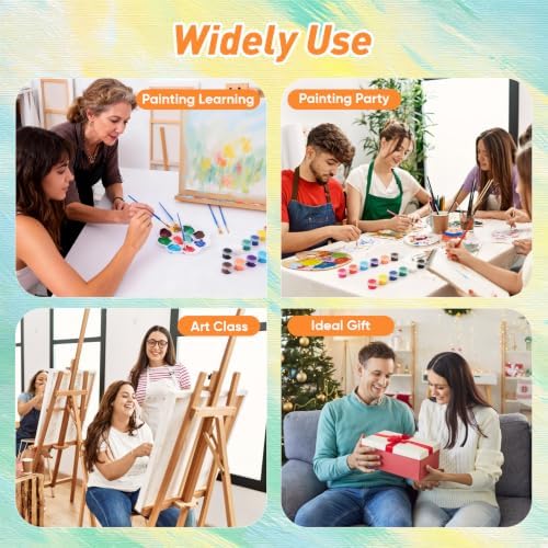 24 Pack Mini Acrylic Paint Set, 12 Colors Acrylic Paint Strips with 48 Brushes, Washable Paint for Kids & Adults Craft, 336 PCS Painting kit for Easter Eggs, Birthday, Party Favor, Classroom Art Gifts - Image 5