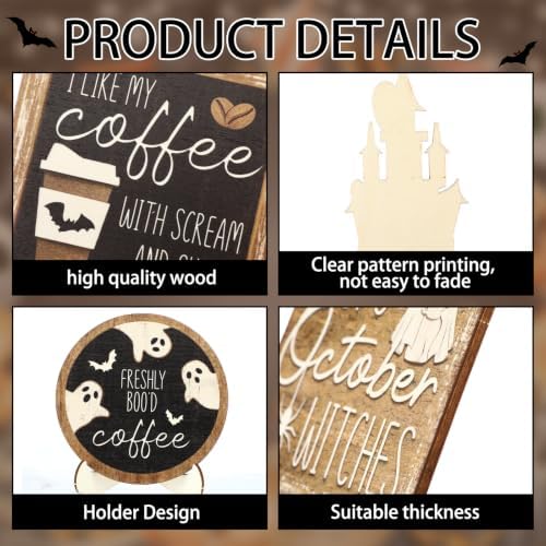 Mifoci 17 Pcs Halloween Ghost Coffee Tiered Tray Decor Set - Image 4