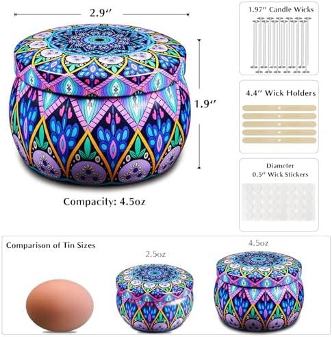 Domivirgo 24 Empty Candle Tins 4.5 oz with Lids - Simple Candle-Making Kit, Includes Wicks, Holders & Stickers, Multi-Purpose Storage Containers for Crafts & Small Items - Image 4