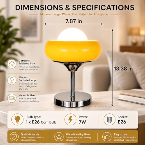 Caramel Orange Glass Table Lamp,for Bedroom and Nightstand,MCM Style - Image 7