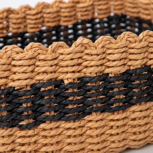 Small baskets for Organizing,Cute woven Storage basket with recycled paper rope for Shelves Bathroom,Little decorative basket,Set of 3 (Desert&Black) - Image 5