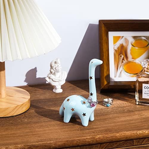 PUDDING CABIN Blue Dinosaur Ring Holder Engagement Wedding Ring Stand, Rings Oragnizer, Mothers Day Christmas Birthday Gifts for Women, Dinosaur Decor - Image 3