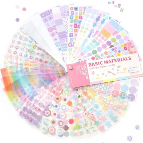 Alideco 30pcs Scrapbook Stickers Vintage Color Card Base Shapes Sticker Book for Adults Sticker journaling Stickers for Scrapbooking (yanxipian) by Alideco