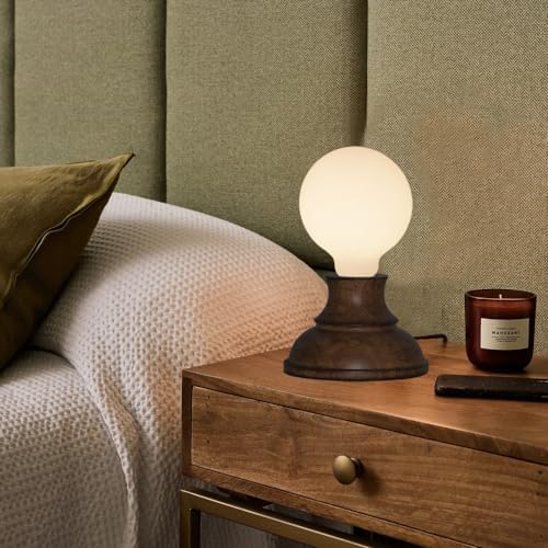 LUXON 5.9"Solid Wood Table Lamp with G30 8W Opal Glass Bulb,Minimalist,Warm - Image 3