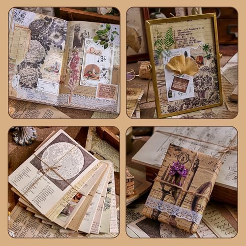 120Pcs Vintage Scrapbook Paper Kit for Junk Journal Supplies Stationery - Image 6