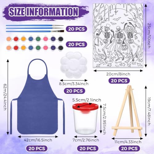 Sherr 140 Pcs 20 Set Pre Drawn Canvas Painting Kit, Halloween Style - Image 2