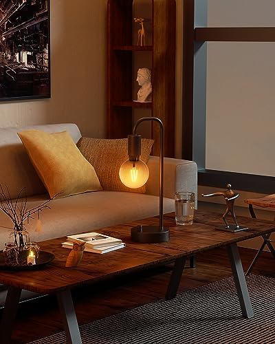 ONEWISH Industrial Table Lamp Set of 2, Fully Dimmable Beside Lamp with Gradient Black Art LED Bulb, Modern Nightstand Desk Lamps for Bedroom, Living Room, Office, Reading(Bulb Included) - Image 5