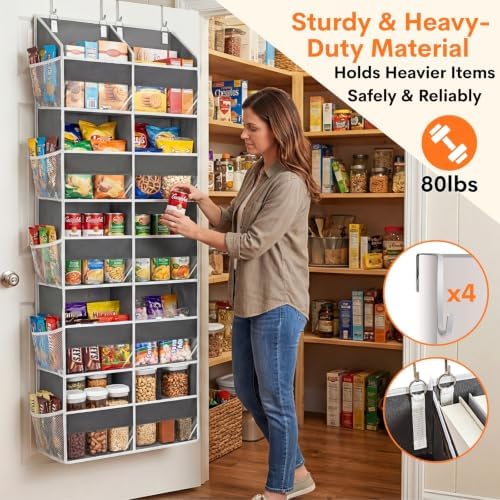 2 Pack Over the Door Organizer 5 Tiers, Extra Large Behind Door Storage of 10 Compartments, 80 lbs Weight Capacity Over Door Organizer, Door Hanging Organizer for Closet, Diaper Organizer,Room storage - Image 3
