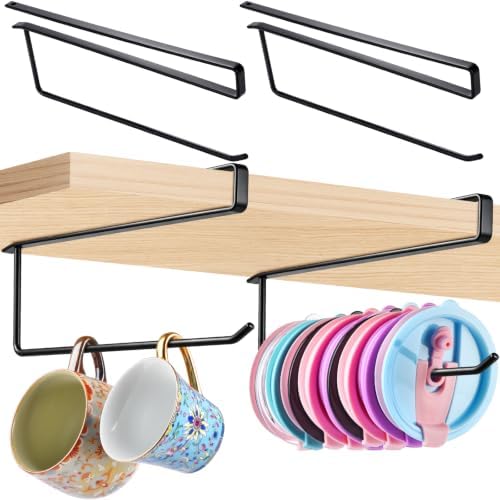 4-Pack Tumbler Lid Organizer, Round Wire Fits Straw and Drink Lids, Black by Unknown