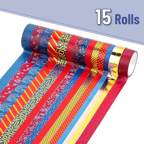 Mr. Pen- Washi Tape Set, 15 Rolls, Assorted Sizes, Metallic Foil - Image 2
