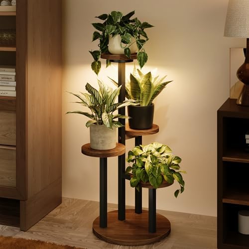 Bamworld Plant Stand with Grow Lights Corner Plant Stand 4 Tier by Bamworld