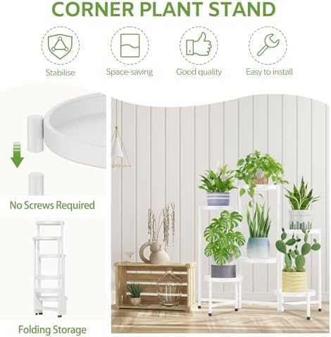 iDavosic.ly 6 Tier Large Plant Stand Indoor Outdoor, 10 In Wide Tray, White - Image 4