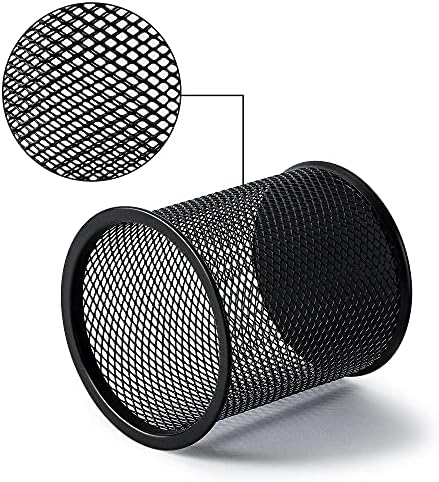 Amazon Basics Wire Mesh Pen Holder, Pencil Cup Desk Organizer for Stationery, Scissors, Office Caddy Storage, 3.7" x 3.3", Black - Image 2