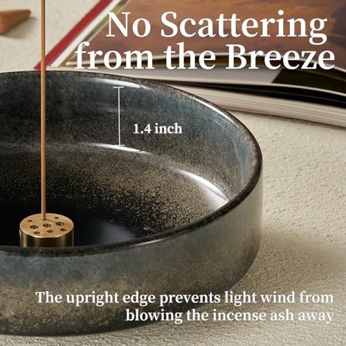 6" Ceramic Incense Holder for Sticks with 10 Holes,5in1 Handmade Flambé Glaze Incense Burner Bowl Ash Catcher for Stick,Coil,Cone,Sage,Palo Santo,Candle - Ideal for Yoga Spa Meditation Home Décor - Image 4
