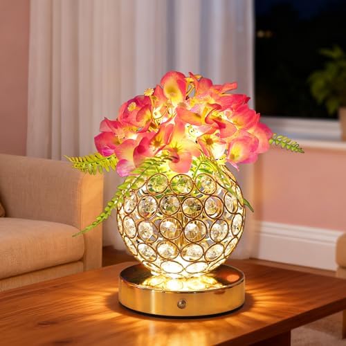 Purple Artificial Hydrangea Flower Lamp, 3 Color Dimmable Touch Control Night Light, Christmas Birthday Gifts for Women, Artificial Hydrangea Flower Table Lamp Decor Bedroom Bar Coffee Shop Wedding - Image 5