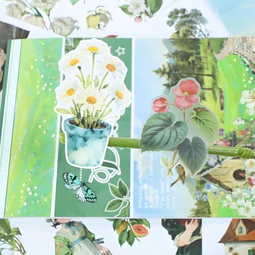 Snycler Sticker Book - 20 Sheets Vintage PET Stickers for Scrapbooking, Junk Journaling, Ephemera, and Decorative Crafts-Plant Delights - Image 5