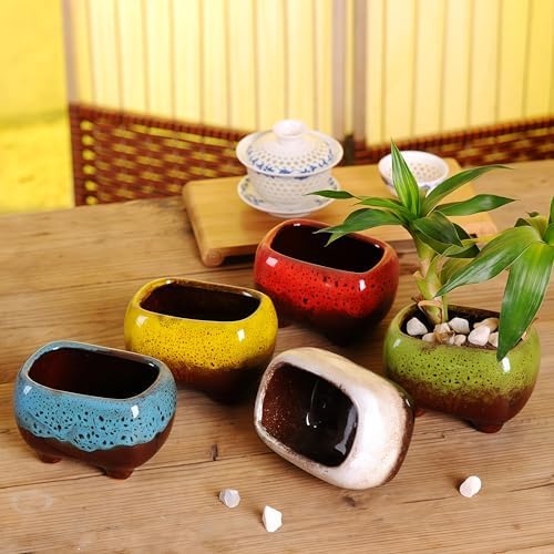Cute 4.7 Inch Rectangle Ceramic Home Garden Decoration Succulent Cactus Flower Pots Container -Plant Not Included (Red) - Image 6