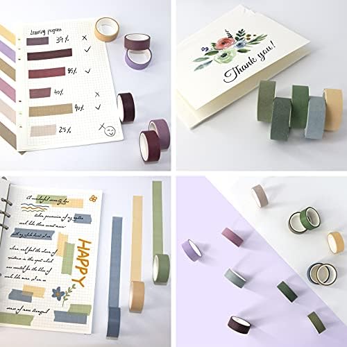 Mooker 20 Rolls Washi Tape Set, Colored Masking Tape, Decorative Nature Colored Tapes for Arts, DIY Crafts, Bullet Journals, Scrapbooking - 15mm Wide - Image 5