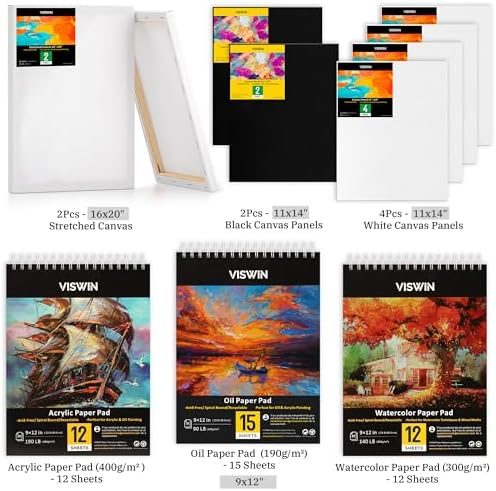 VISWIN 183 PCS Art Supplies Set: All-in-One Painting Kit with Beech Wood French Easel, 96 Paints & Canvases for Adults & Beginners - Image 5