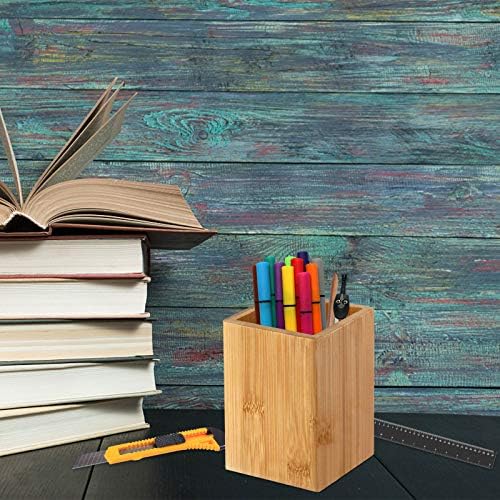 Cerpourt Pen Cup Holder,2 Pack Bamboo Wood Desk Pencil Holder Stand Multi Purpose Use Pencil Cup Pot Desk Accessories,Desktop Organizer Pencil Holder Ideal Gift for Office Home - Image 2