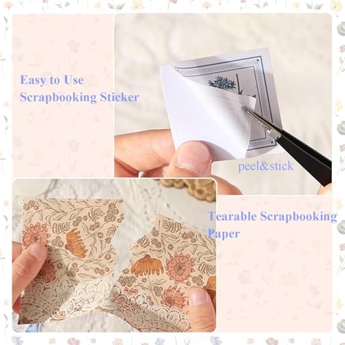 Triwin 400pcs Vintage Scrapbook Paper & Junk Journal Stickers - Image 5