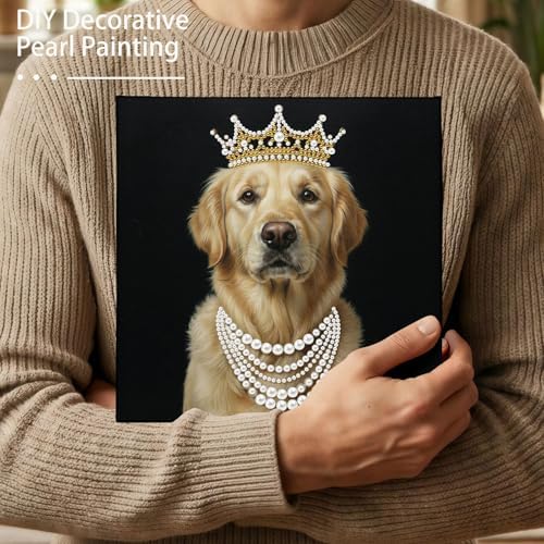LQCrafK DIY Pearl Art Painting Handcraft Kit for Adults Beginners with Tools and Framed Painting, Creative Design,Self-Adhesive, Healing Stress-Relieving Home Wall Decoration-Royal Dog - Image 3