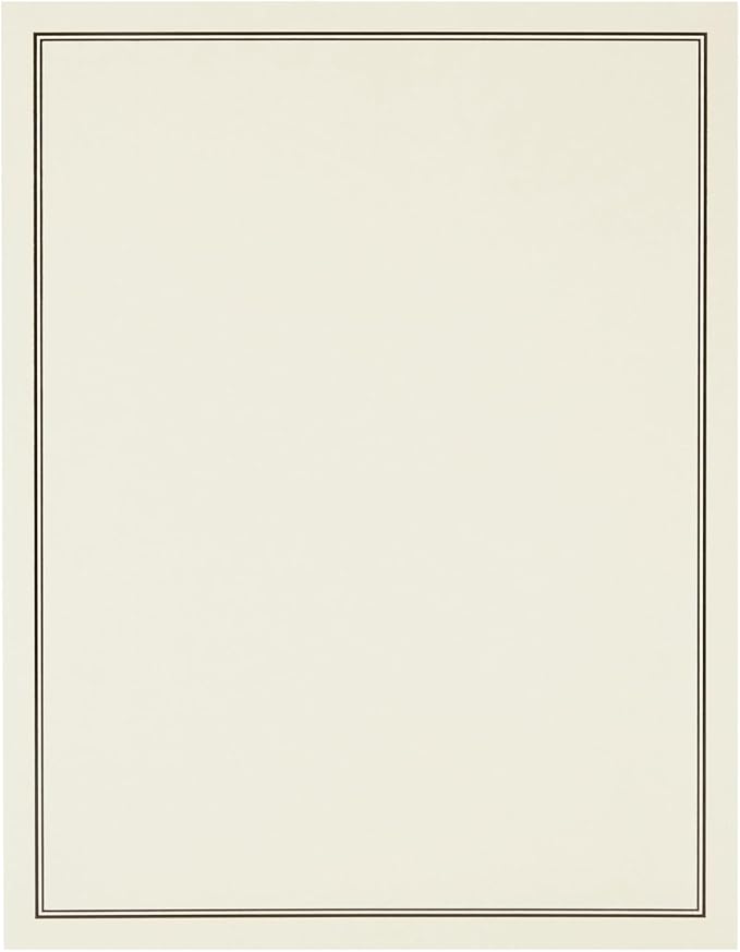 Premium Stationery Paper Set with Envelopes (Ecru and Black 48-Pack)