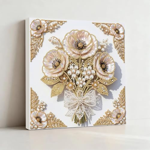 5D DIY Pearl Painting with Frame Floral Theme Handmade Healing Home Wall Decoration Creative 9.84x9.84in Tools -2PCS-2 - Image 3