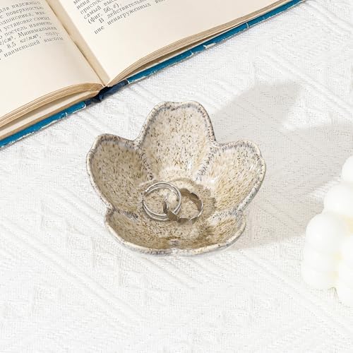 Koythin Flower Trinket Dish, Ceramic Jewelry Ring Holder, Camel - Image 4