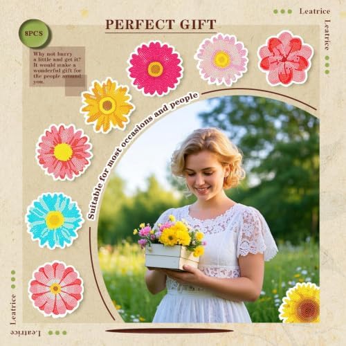 Leatrice 8 PCS Diamond Art Coasters Small Diamond Painting Kits for Adults - Image 5